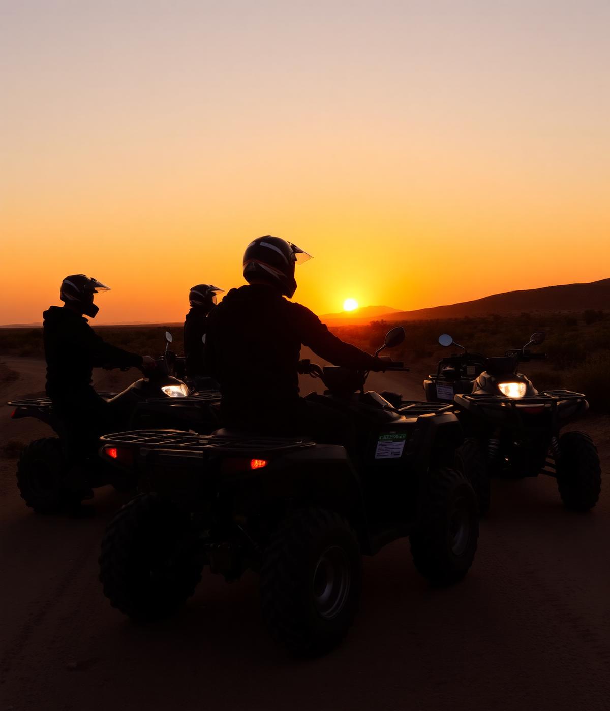 Groupe de quads au coucher du soleil