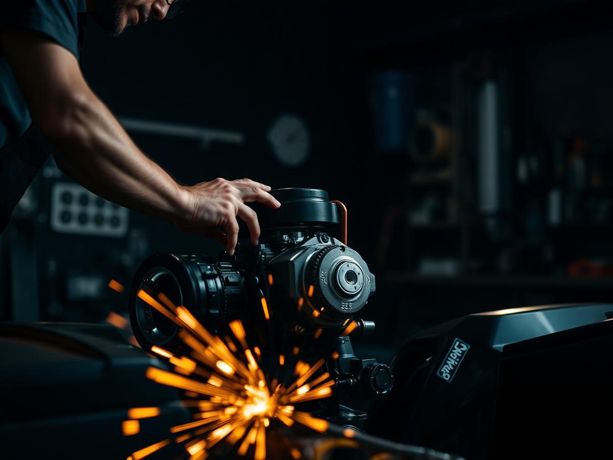 Réparation d'un moteur de quad à l'atelier
